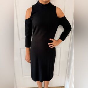 L'AGENCE Turtleneck Dress,  Black, Nico Cold Shoulder Stretch LIKE NEW